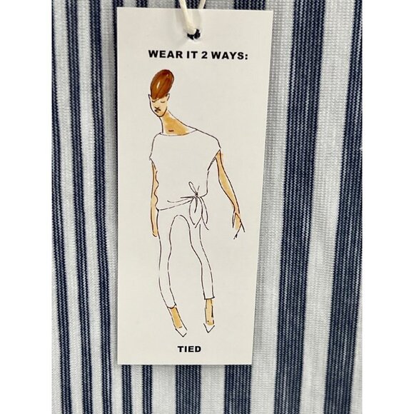 Max Studio Wear It 2 Ways Sleeveless Tunic Size 1X NWT Striped Navy and White - Picture 5 of 11